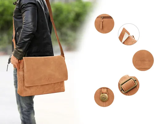 Vista 4 de Antonio Valeria Bolso bandolera de cuero prémium para hombre de Robert