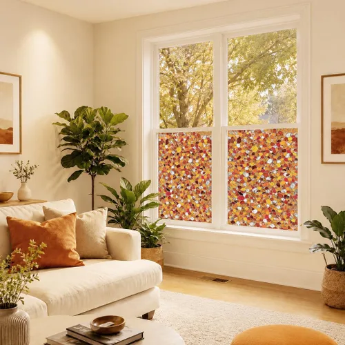 Vista 7 de UNI - Adhesivos 3D para ventana, diseño de piedra de río, color ámbar, 37.4 Ámbar Riverstone