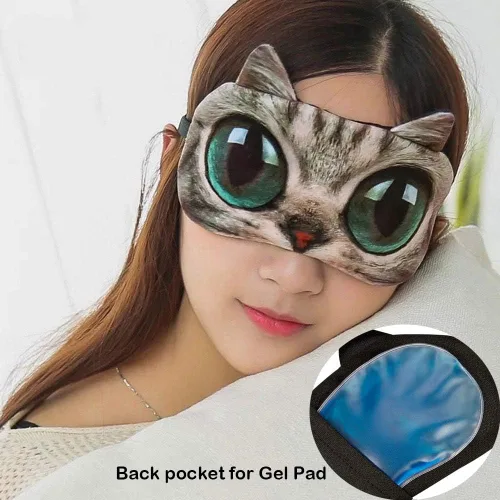 Vista 4 de Paquete de 8 mascarillas divertidas para dormir con diseño de animales lindos para dormir, gatos, perros, máscaras de felpa suave para dormir