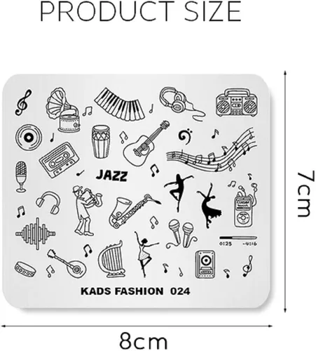 Vista 4 de KADS Nail Art Image Stamping Plates Guitar Pattern Music Fashion Image Plates DIY Plantilla de manicura (FA024)