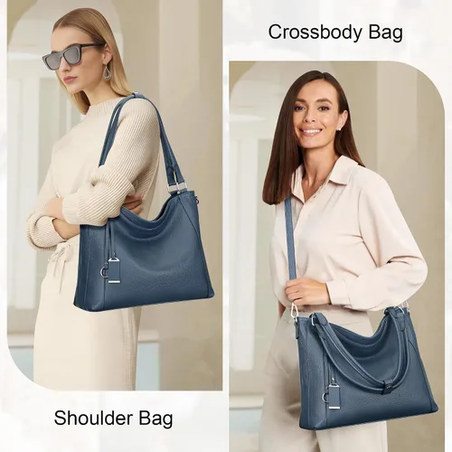 Vista 18 de Over Earth Genuine Leather Purses for Women Large Hobo Bags Lady Shoulder Handbags with Detachable Strap
