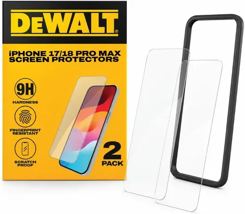 Vista 10 de DEWALT Protector de pantalla de vidrio resistente para iPhone 12 Pro Max, paquete de 2 protectores de pantalla de vidrio templado, compatible
