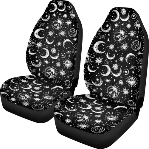 Vista 31 de UNICEU Juego de 2 fundas de cojín para asiento de automóvil, diseño de calavera gótica negra, lavable, accesorios interiores antideslizantes