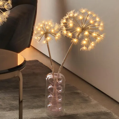 Vista 4 de Hairui - Ramas de sauce iluminadas con temporizador, 70 luces LED blancas cálidas, ramas artificiales de diente de león con luces, 27 pulgadas