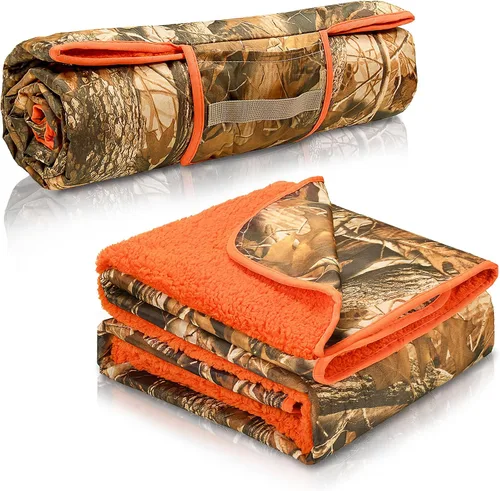 Vista 15 de Tirrinia Manta impermeable para exteriores con forro sherpa, resistente al viento, triple capa, cálida y cómoda, plegable para camping, estadio