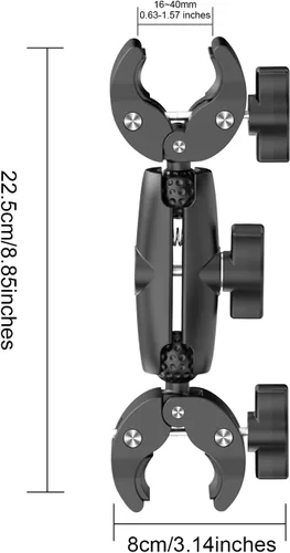 Vista 7 de Soporte de cámara de doble abrazadera: soporte universal para carritos de golf, abrazadera de paraguas, escritorio, cochecitos, vagones, estudio