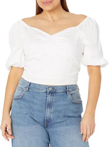 Vista 4 de The Drop Annie Sweetheart - Camiseta de manga abullonada con escote corazón para mujer