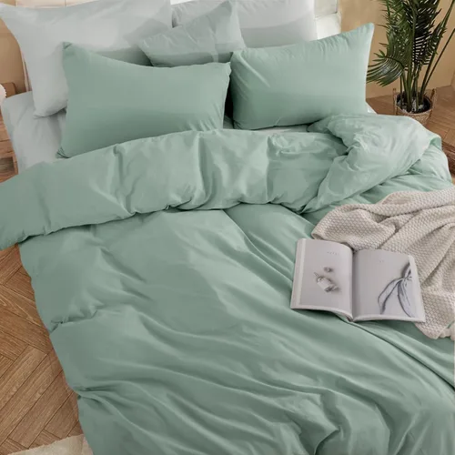 Vista 256 de NEXHOME PRO Funda de edredón Twin XL 100% algodón lavado, transpirable, duradera, texturizada, similar al lino, juego de ropa de cama para el hogar