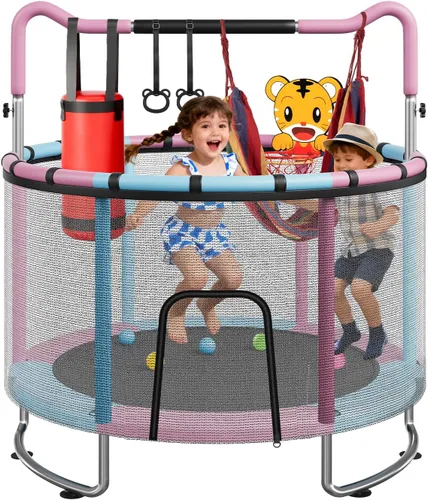 Vista 13 de LotFun Trampolín para niños, trampolín con red Azul