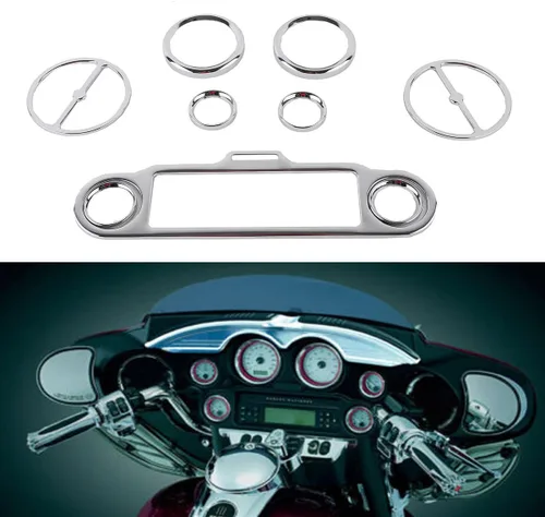 Vista 6 de XFMT Kit de embellecedores de carenado interior cromado compatible con Harley Electra Street Glide 1996-2013 10 11 12