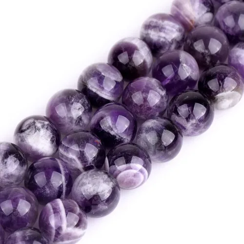 Vista 32 de GEM-Inside - 95 cuentas AA color morado oscuro de amatista de 15 pulgadas por hebra con agujero, piedras preciosas naturales y cuentas de cristal