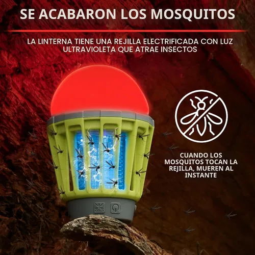 Vista 5 de Linterna de campamento con protección contra mosquitos, resistente al agua, IP67, luz blanca roja, compacta y portátil para campamento, senderismo