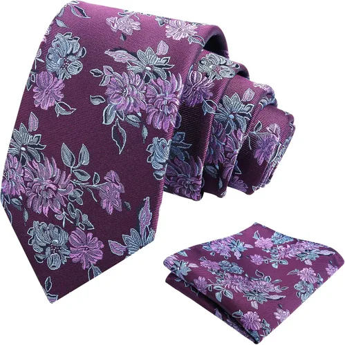Vista 179 de Alizeal Mens 3.15inches Leaf Flower Pattern Tie with Floral Pocket Square Set