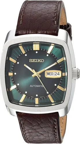 Vista 10 de Seiko Reloj Automático para Hombre - Serie Recraft - Correa de Cuero Marrón, Calendario Día/Fecha, Resistente al Agua 50m Azul