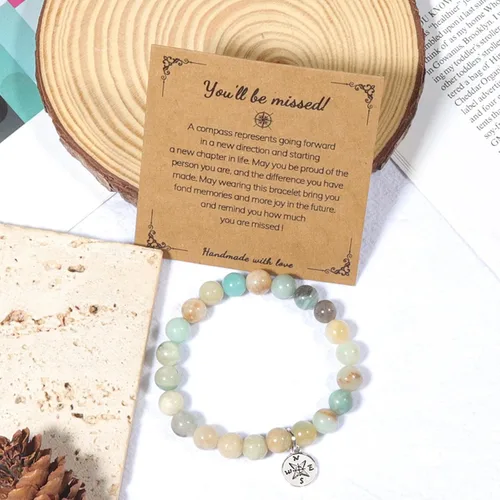 Vista 4 de Long tiantian Regalos de jubilación para compañeras de trabajo, pulsera de brújula de piedra natural para despedida, despedida de despedida