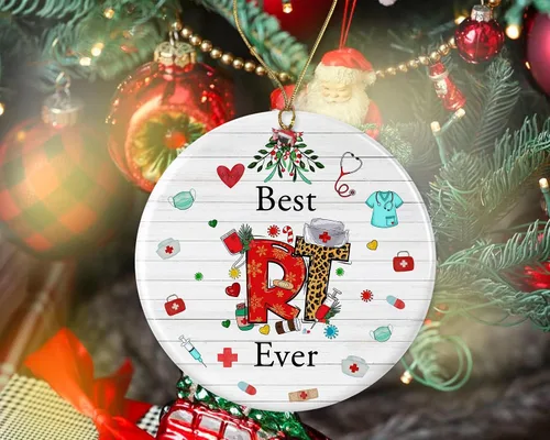 Vista 2 de Adorno de Navidad con el mejor terapeuta respiratorio de la historia, regalo para enfermera practicante, el mejor enfermera practicante del mundo