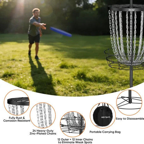 Vista 8 de Disc Golf Basket,Heavy Duty 24 Chain Portable Target