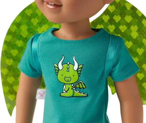 Vista 3 de American Girl WellieWishers - Muñeca Bryant de 14.5 pulgadas con camiseta, pantalones cortos, alas de dragón y cola y botas, para mayores de 4 años