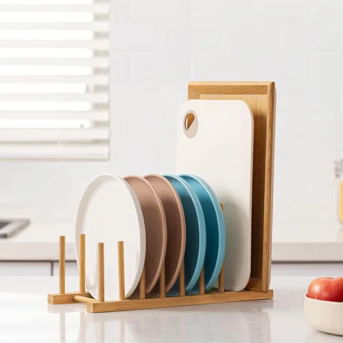 Vista 6 de HBlife Heighten - Organizador de madera de bambú para secar platos