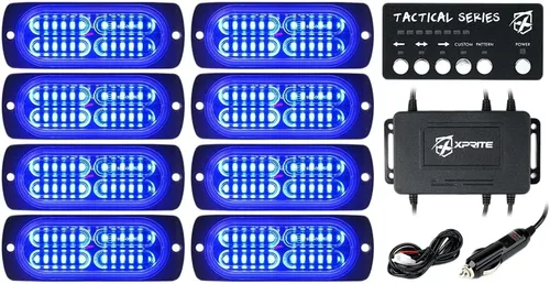 Vista 17 de Xprite Kit de 24 luces estroboscópicas LED ámbar de montaje en superficie con panel de control, conjuntos de luces de advertencia de emergencia