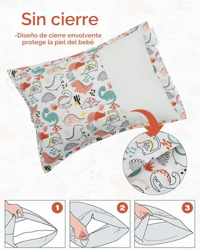 Vista 3 de ALVA BABY - Fundas de almohada de algodón para niños pequeños de 13 x 18 pulgadas o 12 x 16 pulgadas