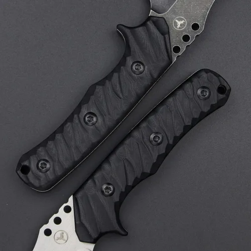Vista 8 de Cuchillo afilado de hoja fija de 10.2 pulgadas, mango de acero G10, espiga completa, herramienta de caza, cuchillo de bushcraft al aire libre Negro