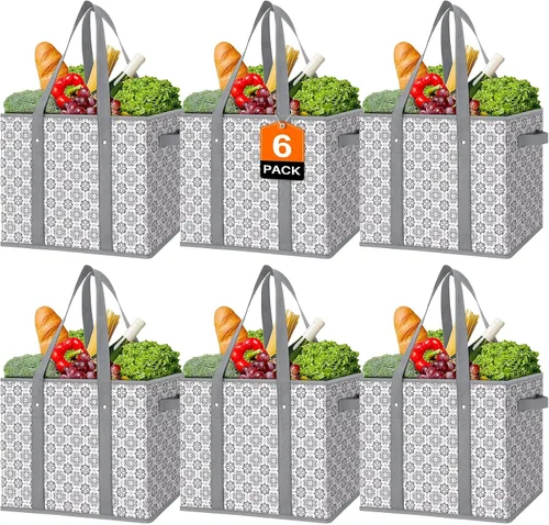 Vista 20 de WISELIFE Bolsas reutilizables para comestibles [2 unidades], bolsa grande para comestibles, resistente al agua, bolsa de compras plegable para ropa