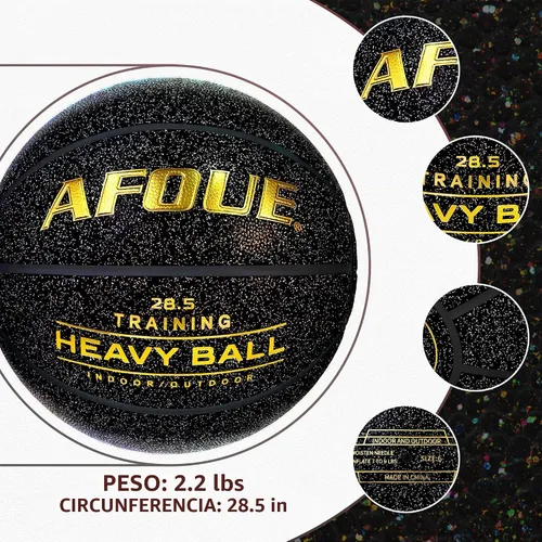Vista 6 de Quality Faux Leather Heavy Training Basketball 29.5/28.5" Size 7/6 Negro estrellado
