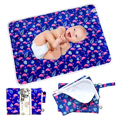 Vista 11 de Flockthree Cambiador impermeable para bebé con bolsa de almacenamiento (28.7 x 19.7 pulgadas), lavable, lavable, reutilizable, a prueba de fugas