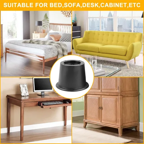 Vista 8 de Elevadores de cama, 8 elevadores de mesa, elevadores redondos de muebles para sofá, mesa, sofá, escritorio, silla, bloques de elevadores de cama