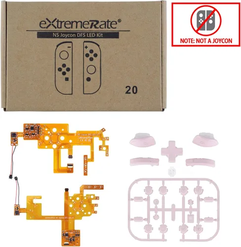 Vista 3 de eXtremeRate 7 Colors 9 Modes NS Joycon DFS LED Kit Multi-Colors Luminated Cherry Blossoms Pink Classical Symbols ABXY Trigger Face Buttons for