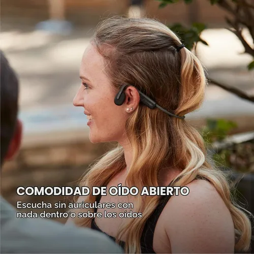 Vista 2 de Aftershokz OpenMove (renombrado como Shokz OpenMove) Auriculares inalámbricos Bluetooth de conducción ósea abierta, incluye paquete