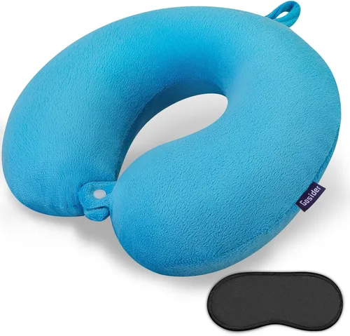 Vista 10 de Almohada de Espuma Viscoelástica para el Cuello, Cómoda Almohada de Viaje para el Cuello, Soporte para Cuello y Cabeza, Ligera y Portátil, Almohada