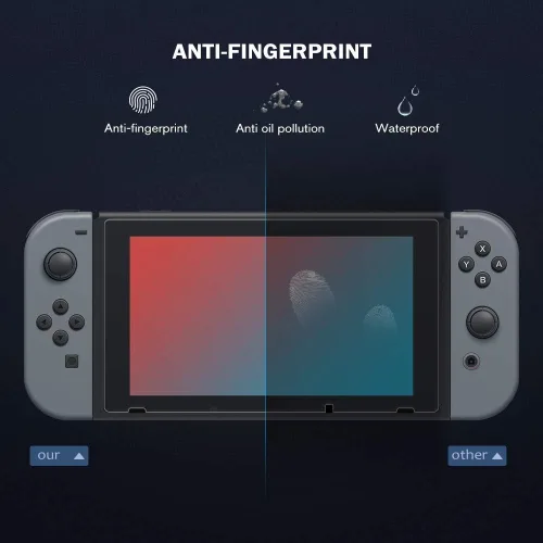Vista 4 de SEVENTHGO Paquete de 2 protectores de pantalla de vidrio para Nintendo Switch, protectores de pantalla de vidrio templado para Switch, protector