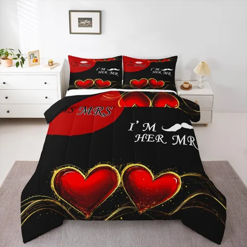 Vista 15 de Erosebridal Juego de edredón para parejas, juego de ropa de cama tamaño individual con lentejuelas doradas con purpurina dorada, edredón acolchado
