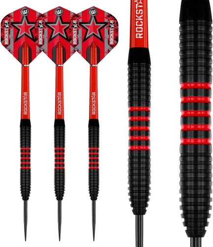 Vista 6 de Winmau Joe Cullen The Rockstar - Juego de dardos profesionales de latón de 0.71 oz con vuelos y tallos (ejes)