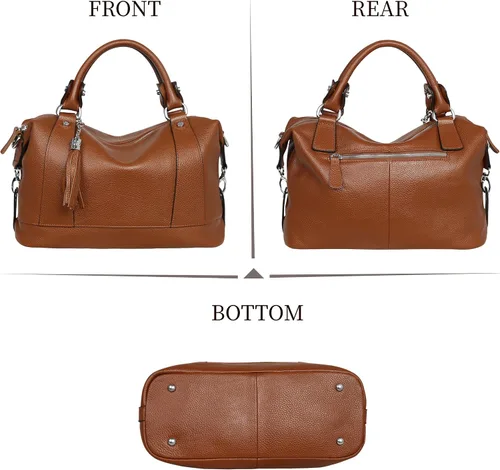 Vista 39 de Heshe - Bolsa de hombro de piel para mujer, con asa superior, bolsa cruzada