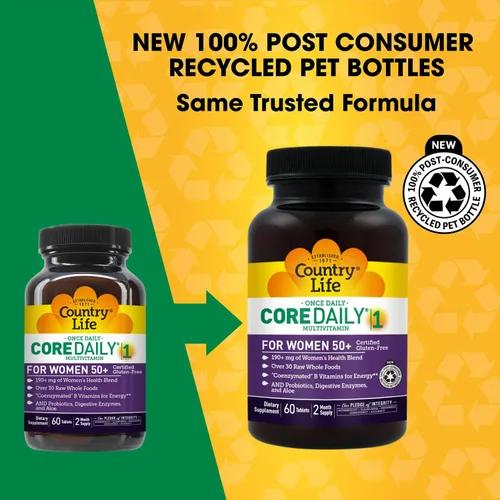 Vista 2 de Country Life CORE Daily-1 - Multivitamínico para mujeres mayores de 50 años, formulado para mujeres mayores de 50 años, nutrición diaria completa