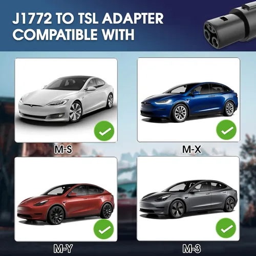 Vista 4 de Adaptador de Carga J1772 Compatible con Tesla Model 3/Y/X/S [Control de Seguridad] 80 Amp / 240 AC - Compatible con Cargador SAE J1772