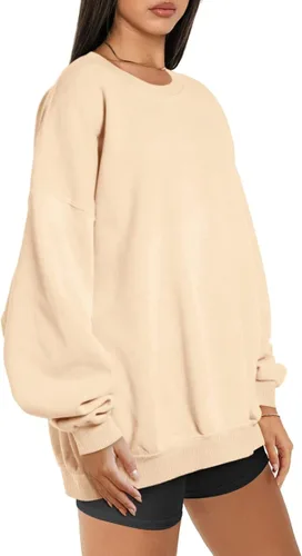 Vista 2 de EFAN Sudaderas de forro polar de gran tamaño para mujer manga larga cuello redondo sudadera casual con capucha