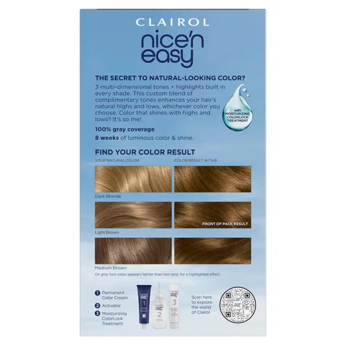 Vista 2 de Clairol Nice'n Easy Tinte Permanente para el Cabello, 6 Castaño Claro, Paquete de 1 6 marrón claro