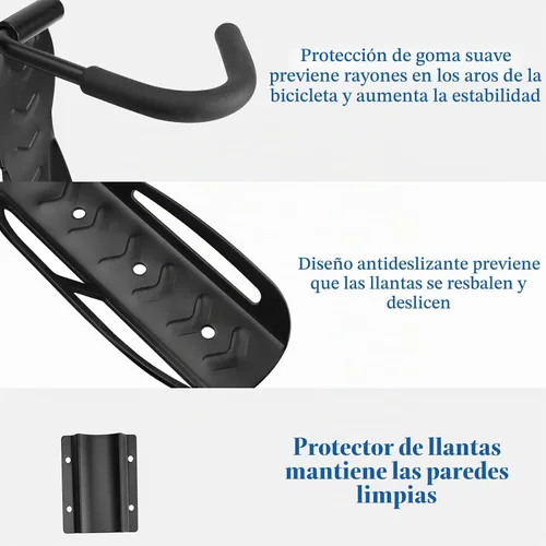 Vista 3 de Soporte de pared para bicicleta de garaje, ganchos para colgar bicicletas, sistema de almacenamiento vertical resistente para bicicletas