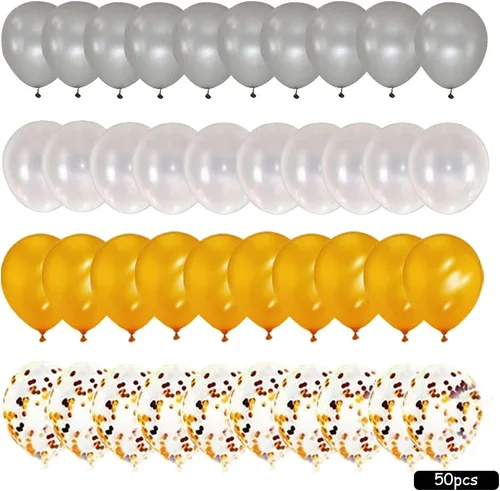 Vista 3 de Juego de 66 piezas de decoración de globos de bienvenida con texto en inglés "Welcome Back" y "Welcome Back", globos dorados y plateados, globos