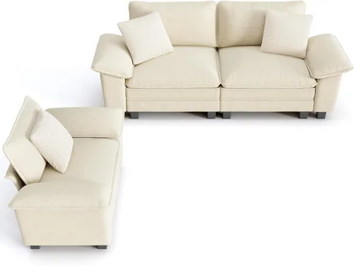 Vista 33 de PHI VILLA Conjuntos de sofás modulares Cloud, juego de sofá seccional de 2 piezas con sofá cama, sofá cómodo de 3 plazas para sala de estar y Ceniza