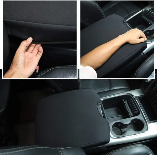 Vista 5 de Voodonala Funda para consola central Dodge RAM 1500 2500 3500 2010-2017 Cubierta de la almohadilla del reposabrazos, para Dodge RAM, accesorios