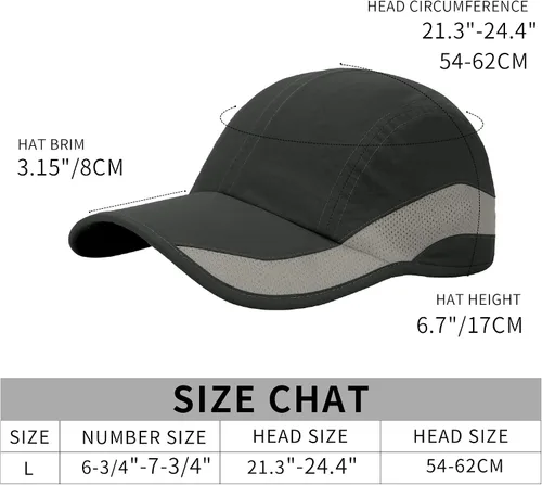 Vista 6 de Gorra de béisbol de secado rápido para hombres y mujeres, con protección solar y protección solar