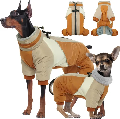 Vista 12 de Kuoser Abrigo de invierno para perro, chaqueta cálida impermeable, suave forro polar acolchado Ropa para perros con cremallera trasera fácil