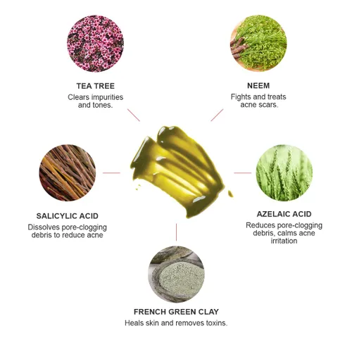 Vista 3 de 100% PURE Máscara facial de desintoxicación profunda de árbol de té y limpieza profunda de poros, cuidado natural de la piel, desatasca