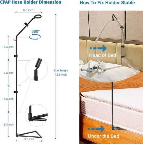 Vista 5 de LONYEON Soporte de manguera CPAP – Colgador de manguera CPAP para cama evita enredos y evita el bloqueo, mantiene la manguera de aire arriba y lejos