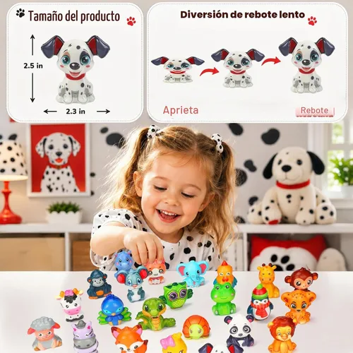 Vista 3 de 48 piezas de juguetes blandos de animales con cápsulas premios para el aula